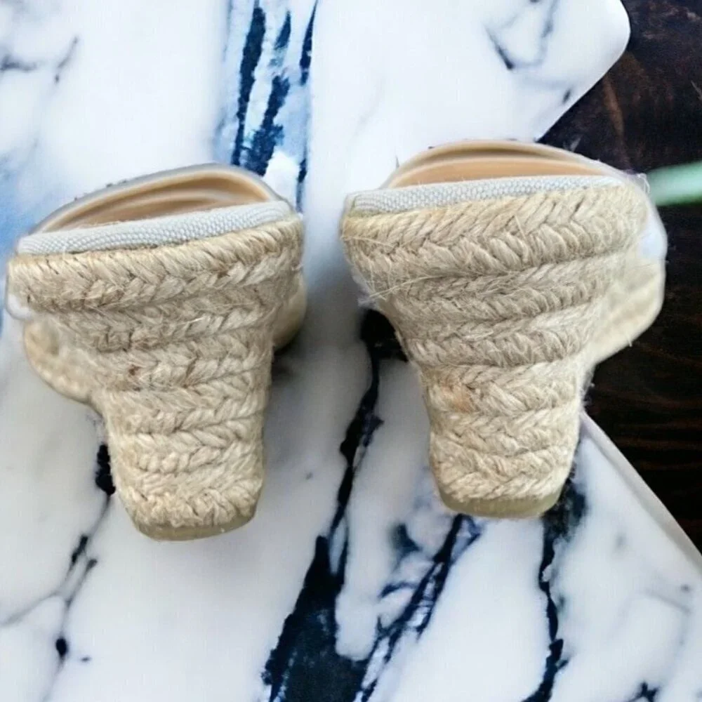 J.Crew NWOT Strappy Espadrille Wedge Sandals Size 7 Light Gray